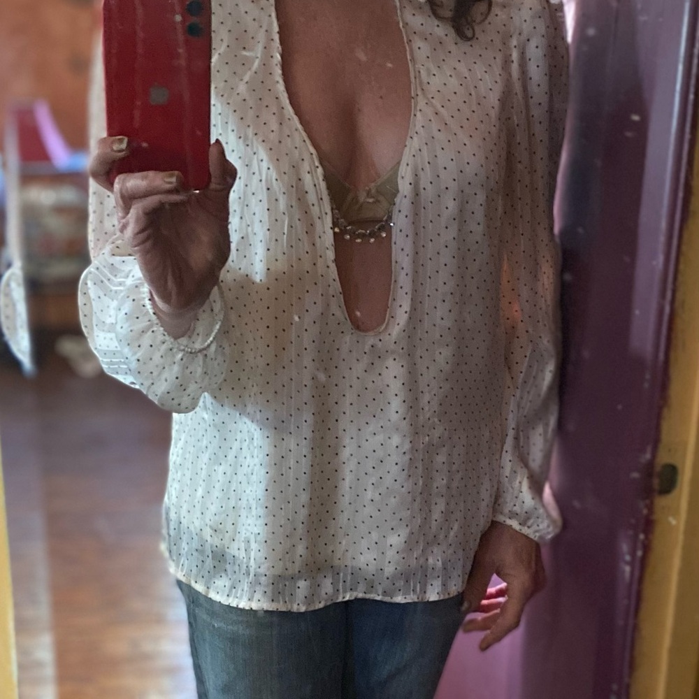 Sara Michelle refashioned cream dress shirt